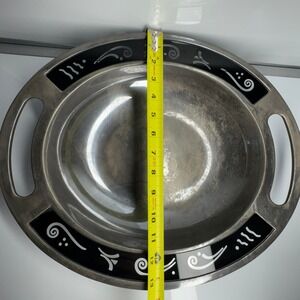 Vintage Metal‎ Serving Bowl Tray Handles Black Art Deco Design Lenox